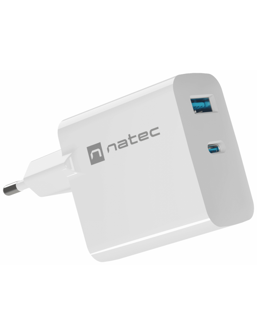 NATEC NUC-2142 cargador de dispositivo móvil Universal Blanco Corriente alterna Carga rápida Interior