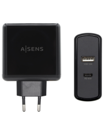 AISENS ASCH-2PD45A-BK cargador de dispositivo móvil GPS, Mando para videojuegos, MP3, MP4, Teléfono móvil, Portátil, Smartphone