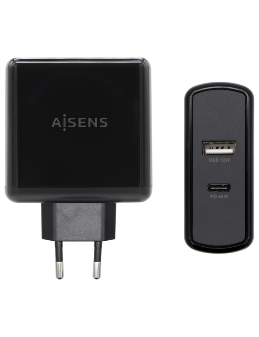 AISENS ASCH-2PD45A-BK cargador de dispositivo móvil GPS, Mando para videojuegos, MP3, MP4, Teléfono móvil, Portátil, Smartphone