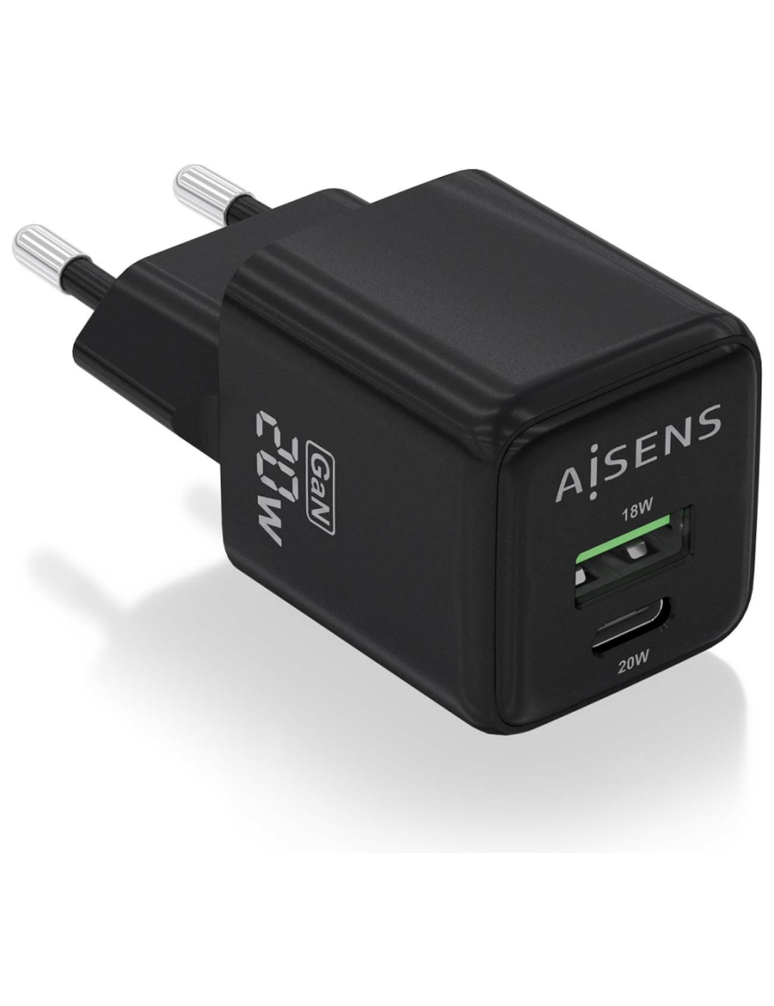 AISENS ASCH-20W2P011-BK cargador de dispositivo móvil Universal Corriente alterna Carga rápida Interior
