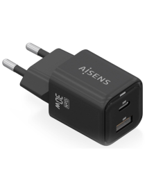 AISENS ASCH-30W2P021-BK cargador de dispositivo móvil Universal Corriente alterna Carga rápida Interior