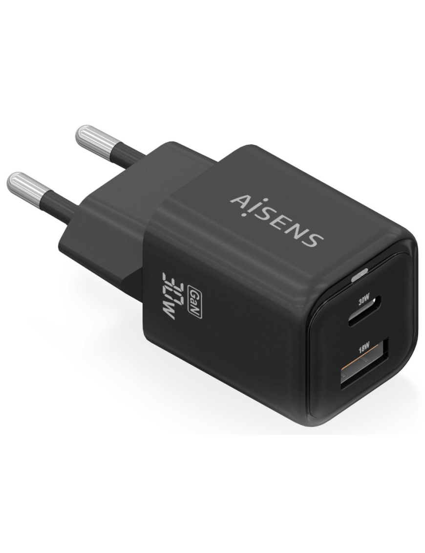 AISENS ASCH-30W2P021-BK cargador de dispositivo móvil Universal Corriente alterna Carga rápida Interior