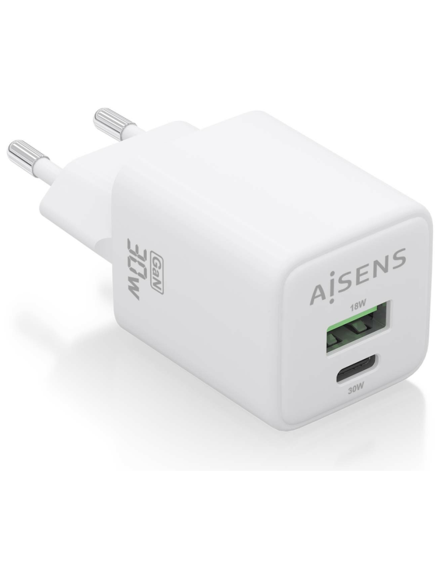 AISENS ASCH-30W2P037-W cargador de dispositivo móvil Universal Corriente alterna Carga rápida Interior