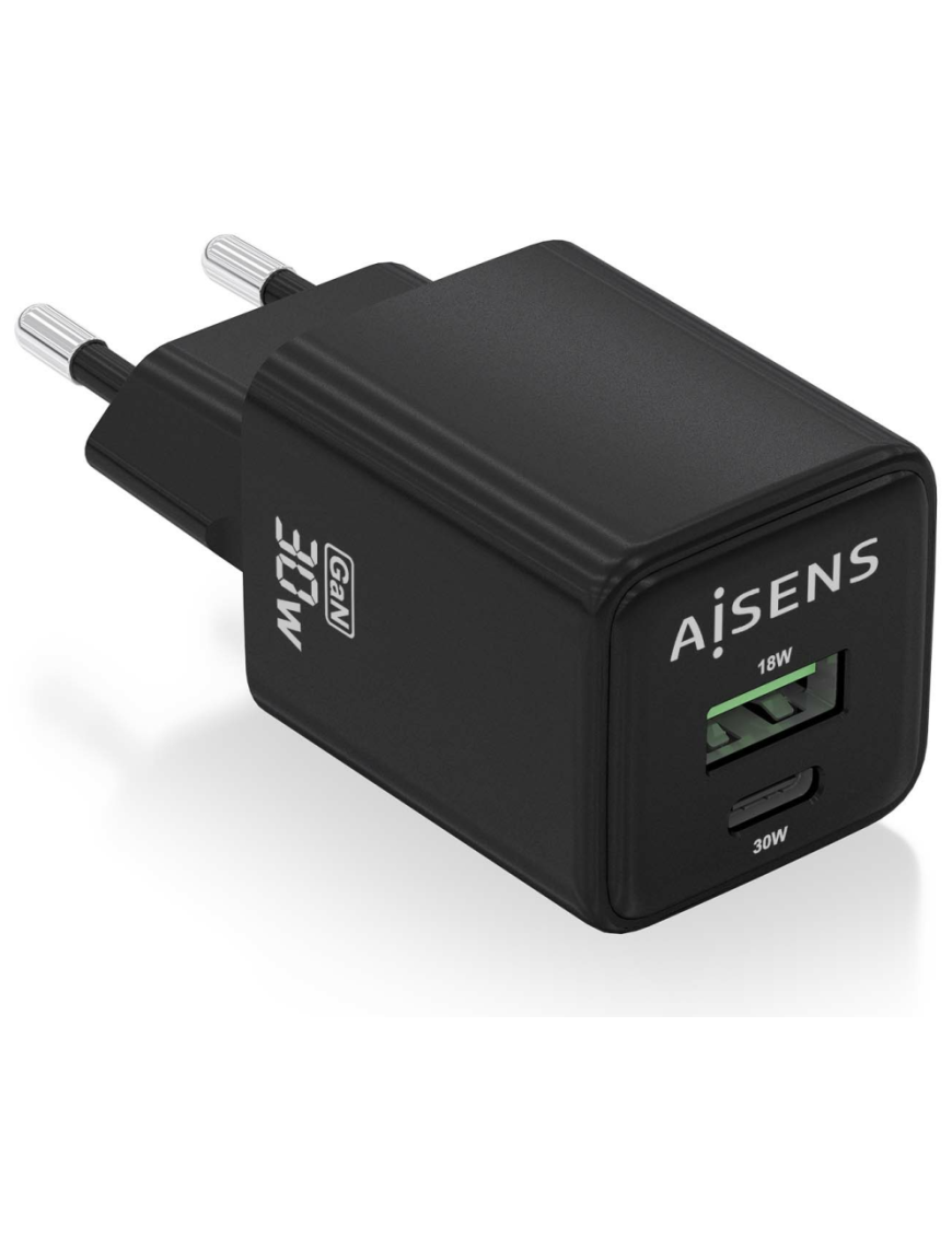 AISENS ASCH-30W2P038-BK cargador de dispositivo móvil Universal Corriente alterna Carga rápida Interior