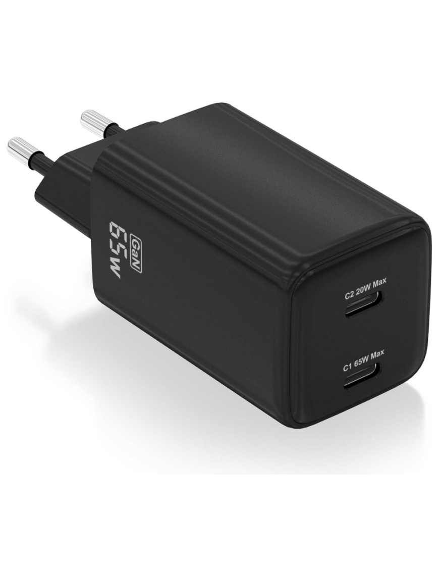AISENS ASCH-65W2P040-BK cargador de dispositivo móvil Universal Corriente alterna Carga rápida Interior