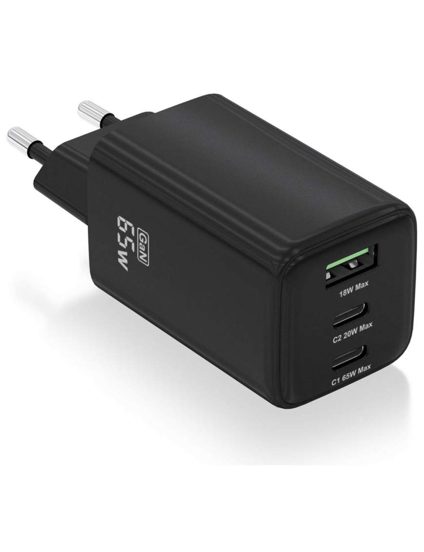 AISENS ASCH-65W3P042-BK cargador de dispositivo móvil Universal Corriente alterna Carga rápida Interior