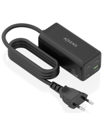 AISENS Cargador Sobremesa GaN 100W, 3x USB-C PD3.0 QC4.0 QC5.0, 1x USB-A QC3.0, Negro