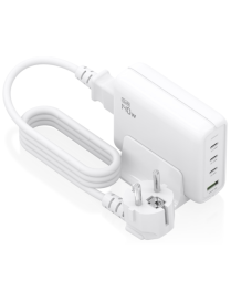 AISENS Cargador Sobremesa GaN 140W, 3x USB-C PD3.1 QC4.0 QC5.0, 1x USB-A QC3.0, Blanco