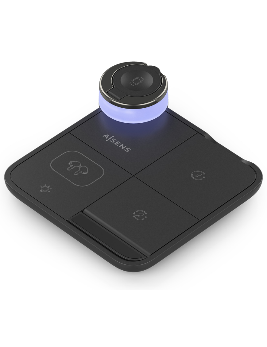 AISENS ASCH-15W4WC062-BK cargador de dispositivo móvil Auriculares, Smartphone, Reloj inteligente Cargador inalámbrico Interior