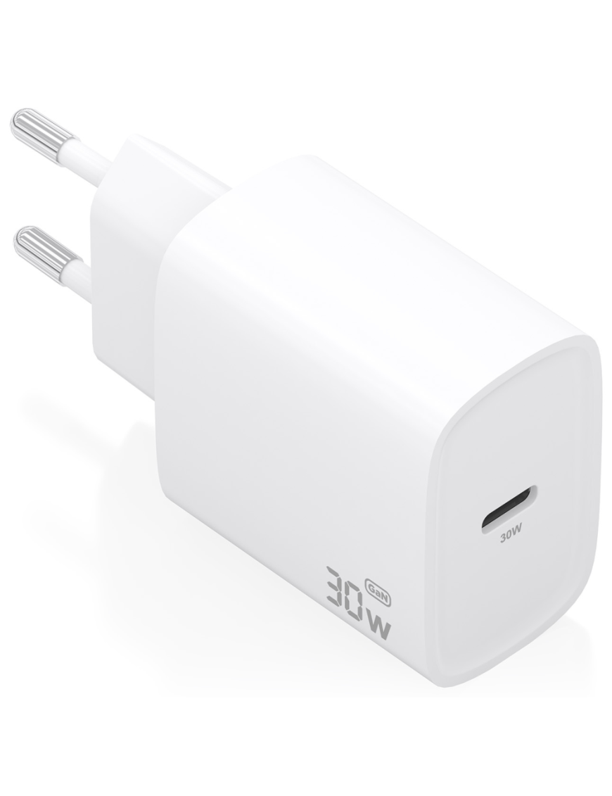 AISENS Cargador GaN 30W, 1xUSB-C PD3.0, Blanco