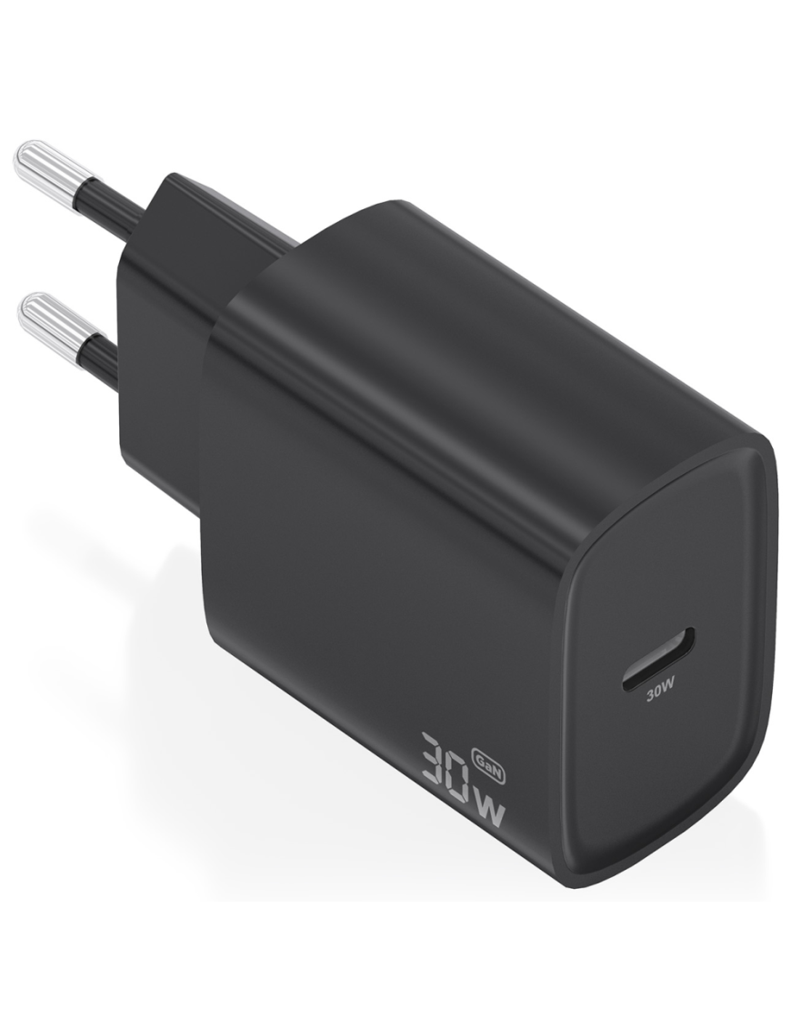 AISENS Cargador GaN 30W, 1xUSB-C PD3.0, Negro