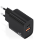AISENS Cargador GaN 30W, 1xUSB-C PD3.0 QC4.0, 1xUSB-A QC3.0, Negro