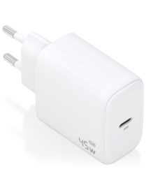AISENS Cargador GaN 45W, 1xUSB-C PD3.0, Blanco