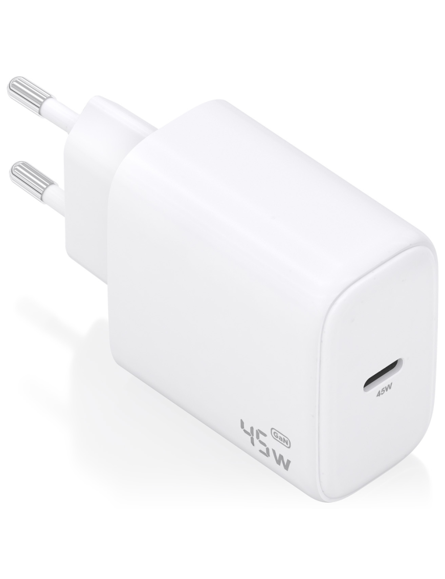 AISENS Cargador GaN 45W, 1xUSB-C PD3.0, Blanco