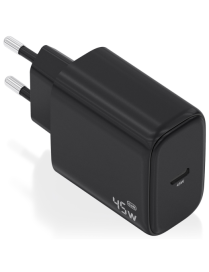 AISENS Cargador GaN 45W, 1xUSB-C PD3.0, Negro