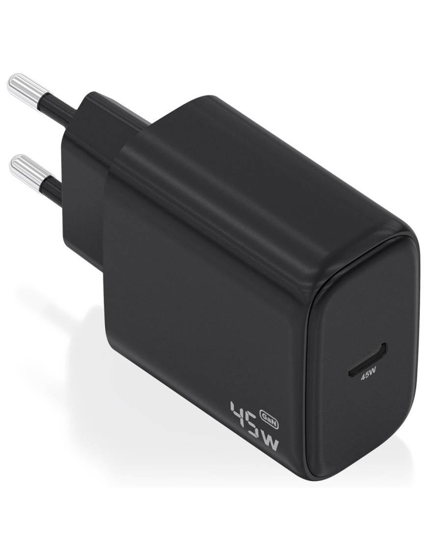 AISENS Cargador GaN 45W, 1xUSB-C PD3.0, Negro