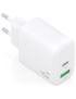 AISENS Cargador GaN 45W, 1xUSB-C PD3.0 QC4.0, 1xUSB-A QC3.0, Blanco