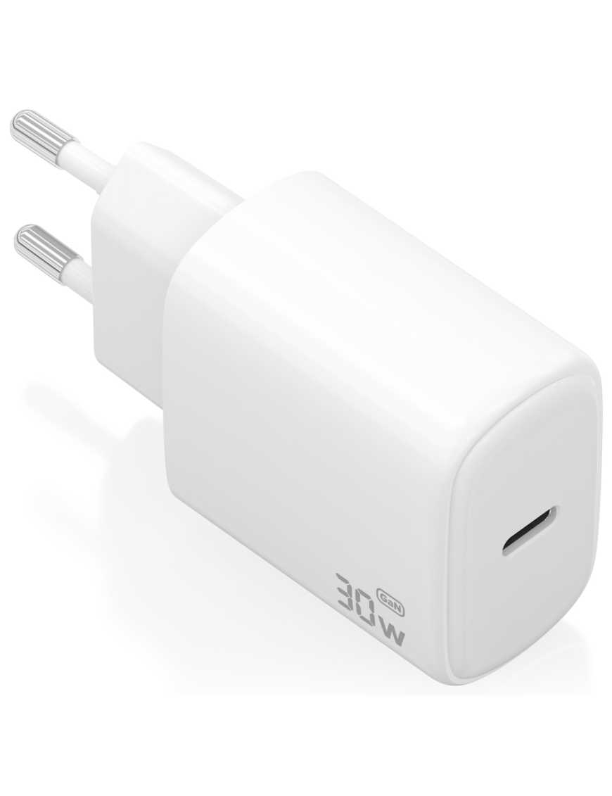 AISENS Cargador GaN 30W, 1xUSB-C PD3.0, Blanco
