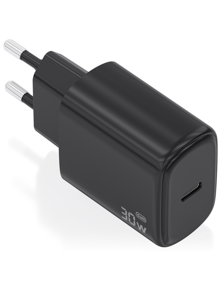 AISENS Cargador GaN 30W, 1xUSB-C PD3.0, Negro