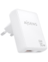 AISENS Cargador De Pared GaN Ultra Delgado 30W, 1xUSB-C PD3.0 QC4.0, 1xUSB-A QC3.0, Blanco