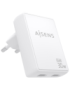 AISENS Cargador De Pared GaN Ultra Delgado 30W, 2xUSB-C PD3.0 QC4.0, Blanco