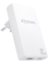 AISENS Cargador De Pared GaN Ultra Delgado 65W, 1xUSB-C PD3.0 QC4.0, 1xUSB-A QC3.0, Blanco
