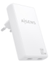 AISENS Cargador De Pared GaN Ultra Delgado 65W, 2xUSB-C PD3.0 QC4.0, Blanco