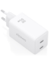 AISENS Cargador GaN 65W, 2xUSB-C PD3.0 QC4.0, Blanco