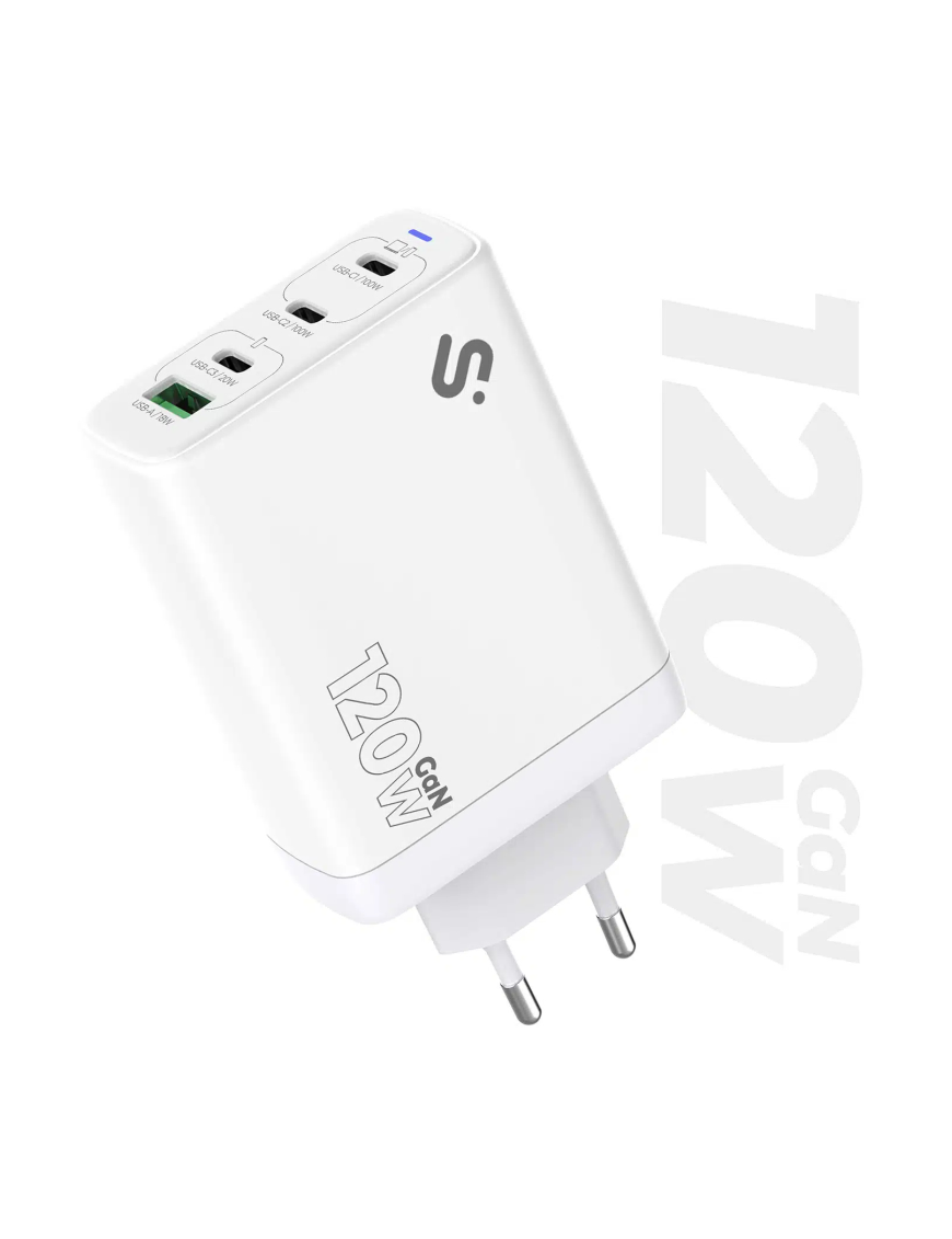SUBBLIM Cargador GaN 120W USB-C, 4 Puertos (3x USB-C + 1x USB-A)