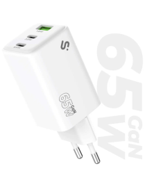 SUBBLIM Cargador GaN 65W USB-C + USB-C + USB-A