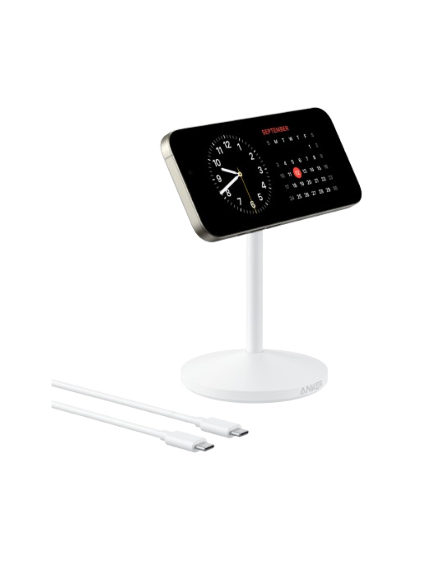 Anker MagGo Auriculares, Auriculares, Smartphone, Reloj inteligente Blanco USB Cargador inalámbrico Carga rápida Interior