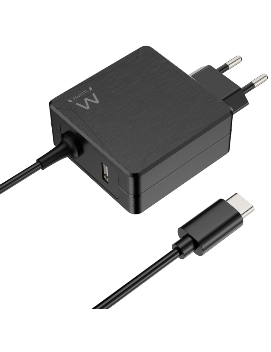 Ewent EW3978 cargador de dispositivo móvil Portátil Negro Corriente alterna Carga rápida Interior