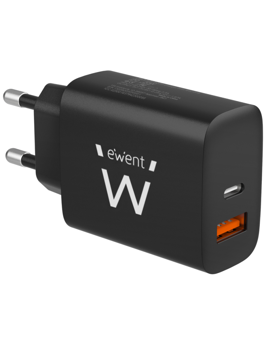 Ewent EW1319 cargador de dispositivo móvil Universal Negro Corriente alterna Carga rápida Interior