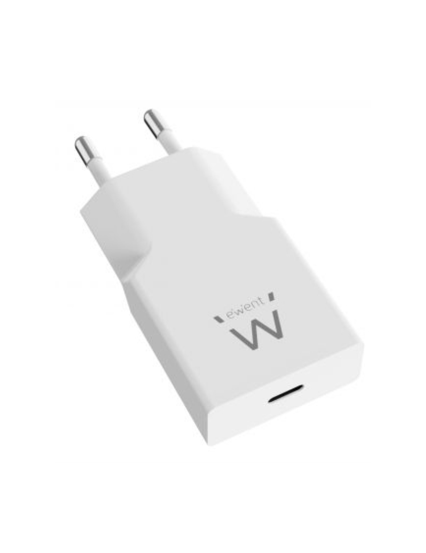 Ewent Cargador Rápido USB-C PD de 20W con Tecnología GaN y Diseño Ultrafino