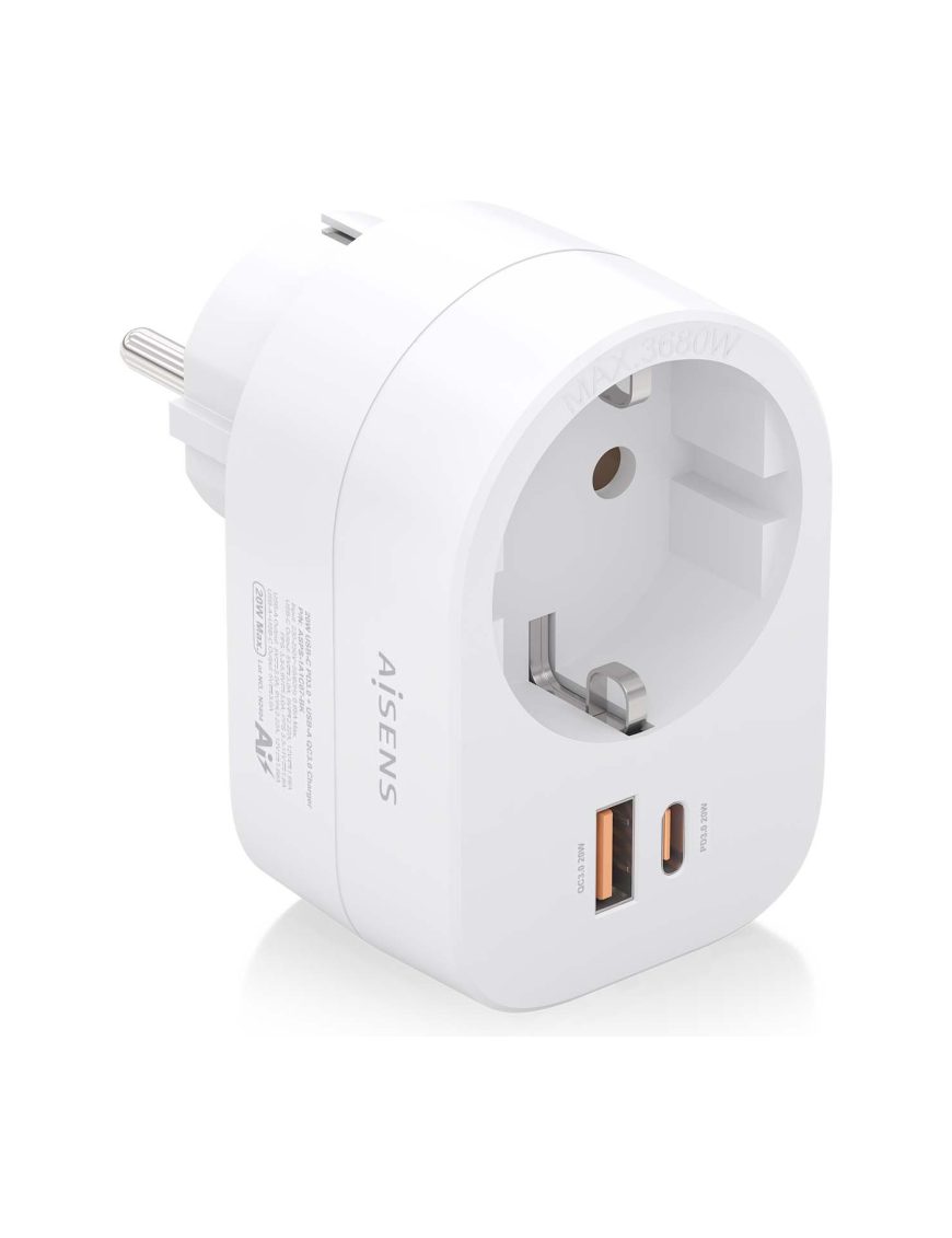 AISENS ASPS-1A1C06-W cargador de dispositivo móvil Universal Blanco Corriente alterna Carga rápida Interior
