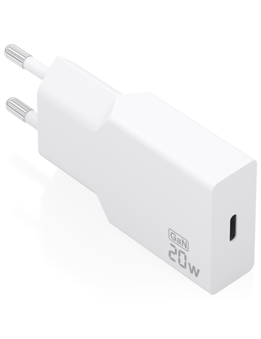 AISENS Cargador Ultra Delgado GaN 20W, 1xUSB-C PD3.0, Blanco