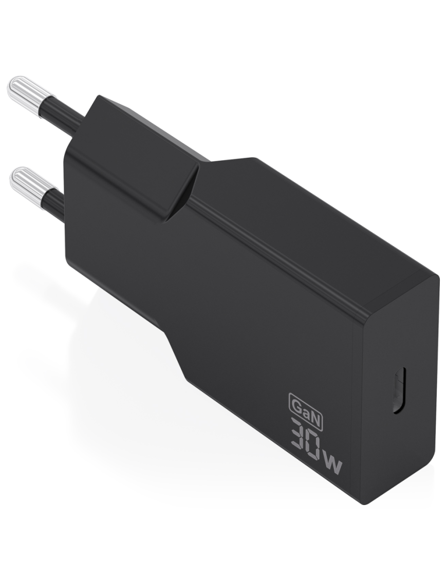 AISENS Cargador Ultra Delgado GaN 30W, 1xUSB-C PD3.0, Negro
