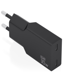 AISENS Cargador Ultra Delgado GaN 30W, 2xUSB-C PD3.0, Negro