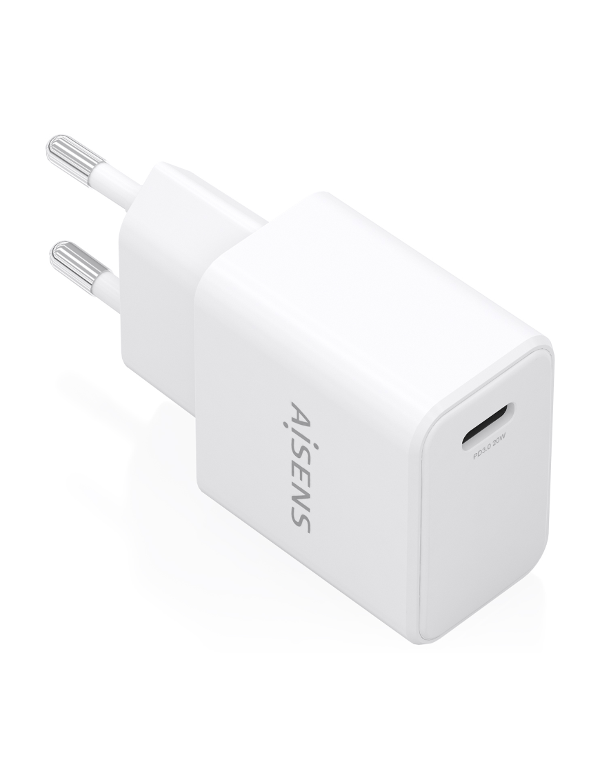 AISENS Cargador GaN USB-C PD3.0 1xUSB-C 20W, Blanco
