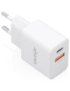 AISENS Cargador GaN 20W, 1xUSB-C PD3.0, 1xUSB-A QC3.0, Blanco