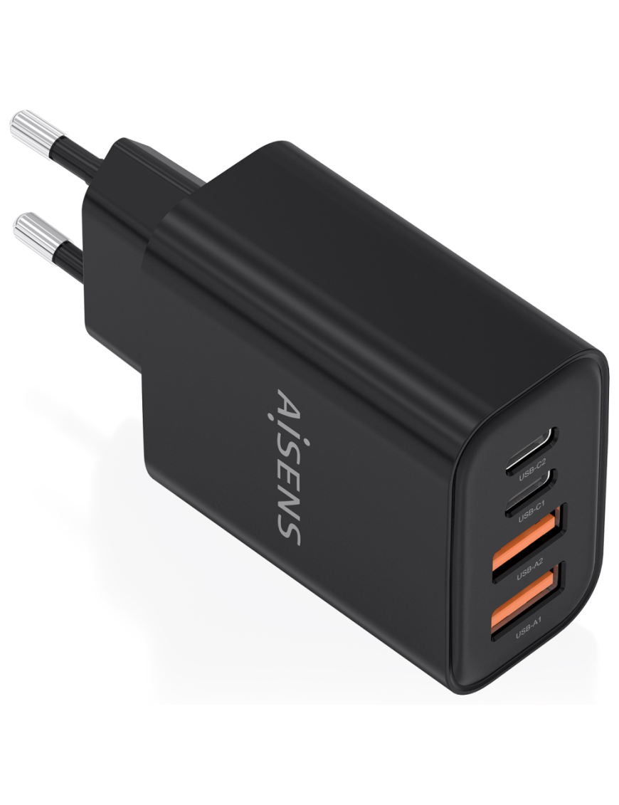 AISENS Cargador GaN 32W, 2xUSB-C PD3.0, 2xUSB-A, Negro