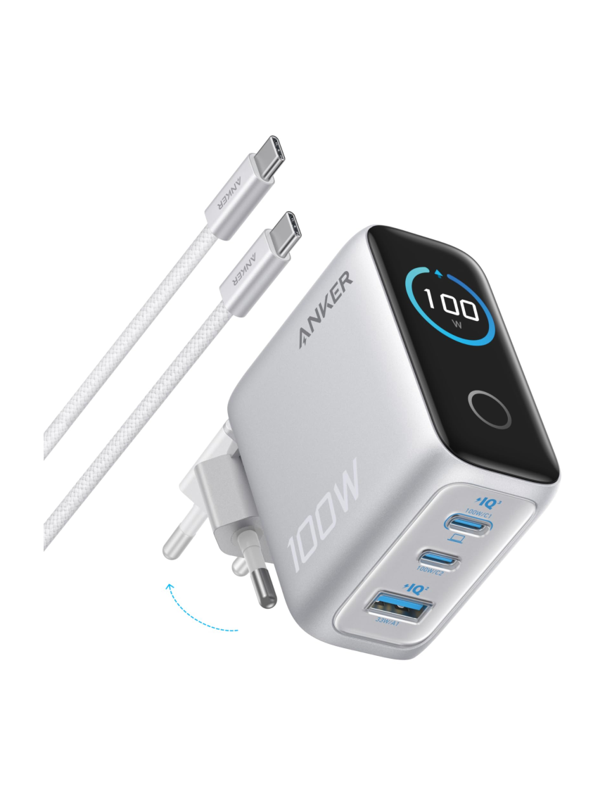 Anker B121BG41 cargador de dispositivo móvil Universal Plata Corriente alterna Carga rápida Interior