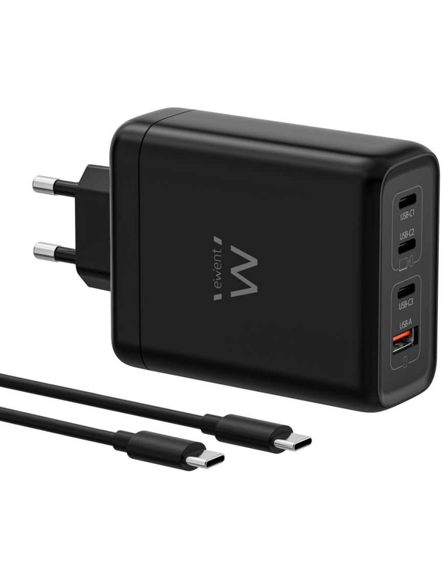 Ewent EW1337 cargador de dispositivo móvil Universal Negro Corriente alterna Carga rápida Interior