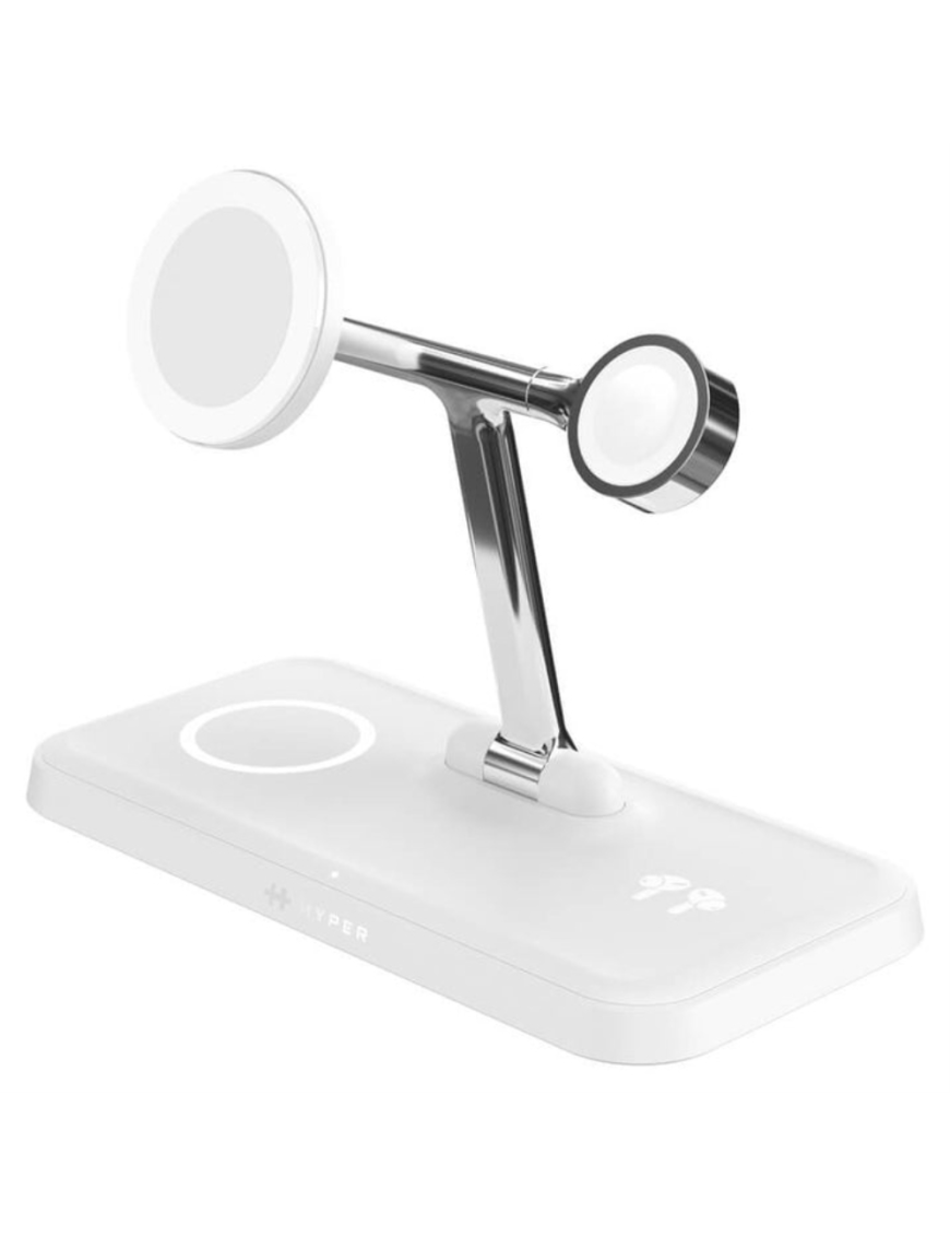 HYPER HJ3004WHGL cargador de dispositivo móvil Auriculares, Smartphone, Reloj inteligente Plata, Blanco CC, USB Cargador