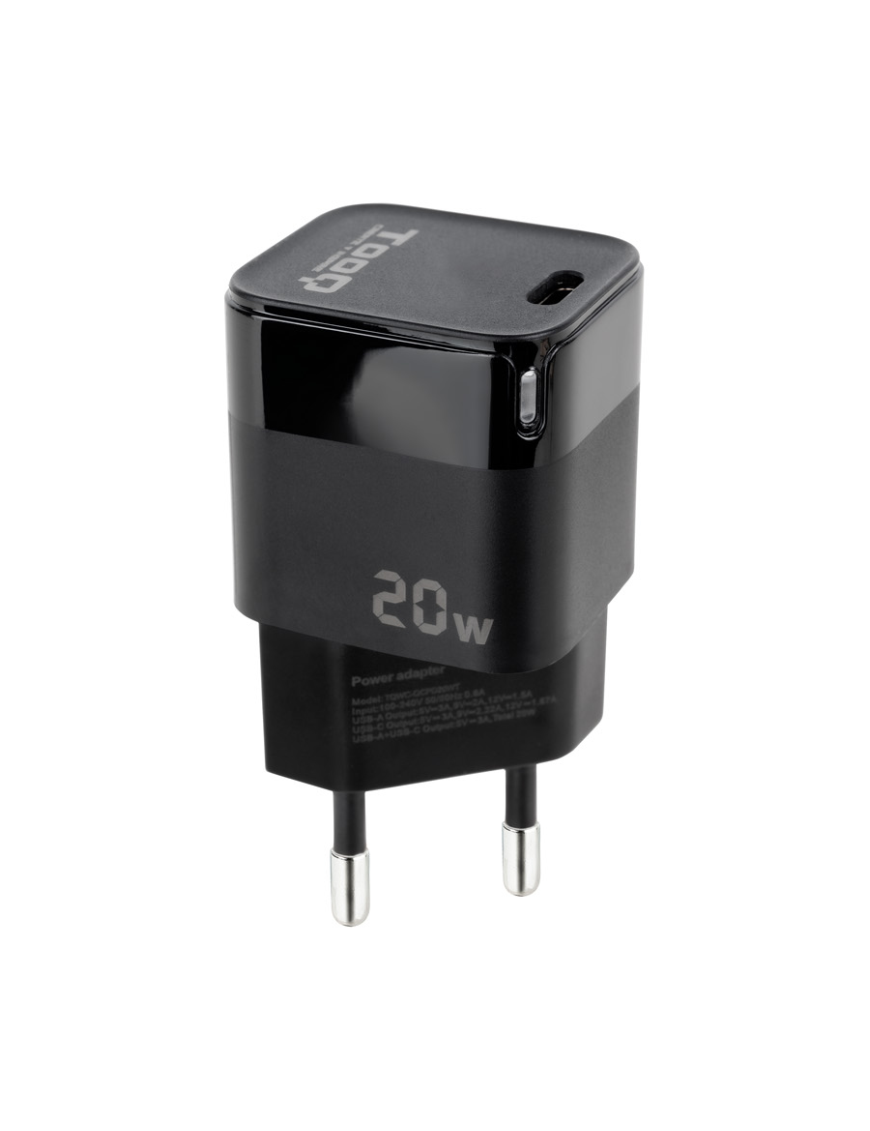 TooQ TQWC-PD20 cargador de dispositivo móvil Universal Negro Corriente alterna Carga rápida Interior
