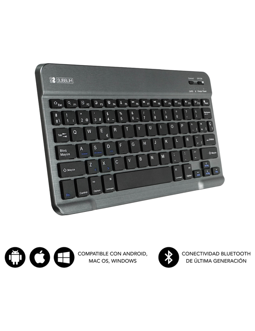 SUBBLIM Teclado Bluetooth Smart BT Keyboard Grey