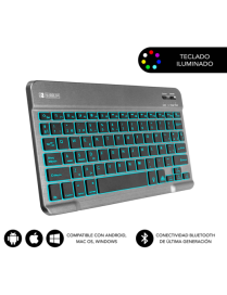 SUBBLIM Teclado Retroiluminado Bluetooth Smart Backlit BT Keyboard Grey