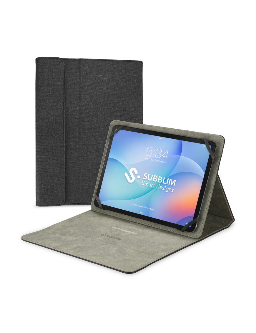 SUBBLIM Funda Tablet Universal Clever Stand Tablet Case Negro 11" Cierre Magnético