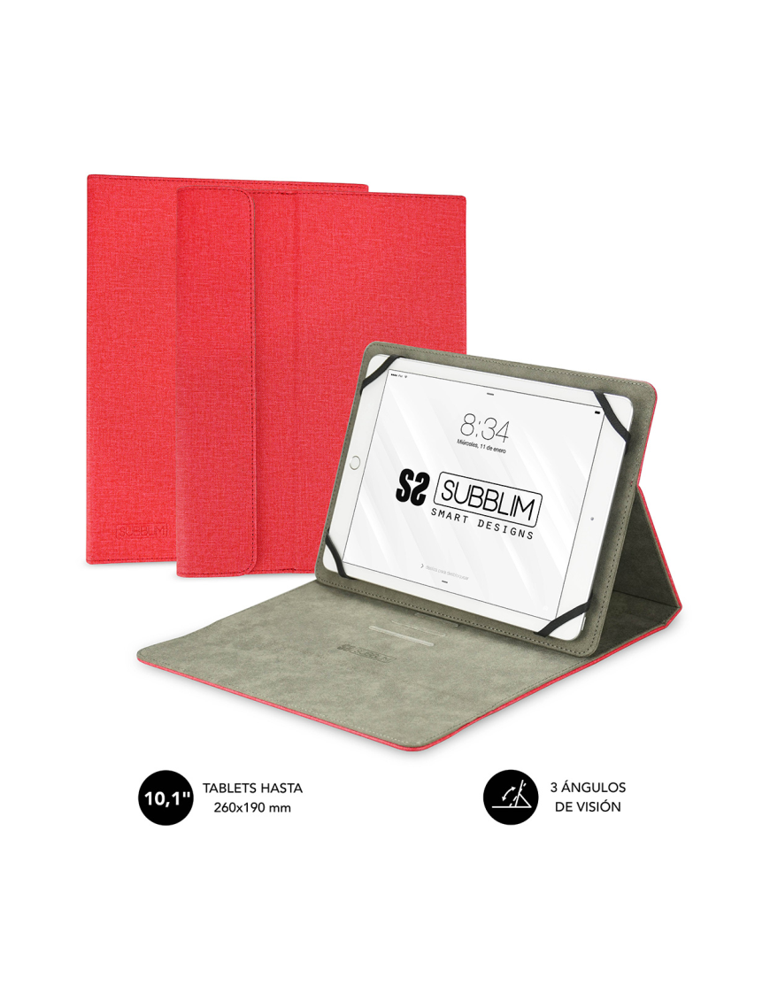 SUBBLIM Funda Tablet Clever Stand Tablet Case 10,1" Red