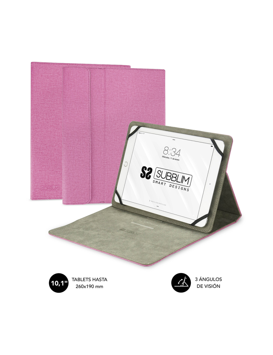 SUBBLIM Funda Tablet Clever Stand Tablet Case 10,1" Pink